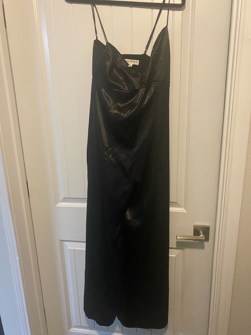Free People Black Satin Slip Maxi Dress with Cowl Neck